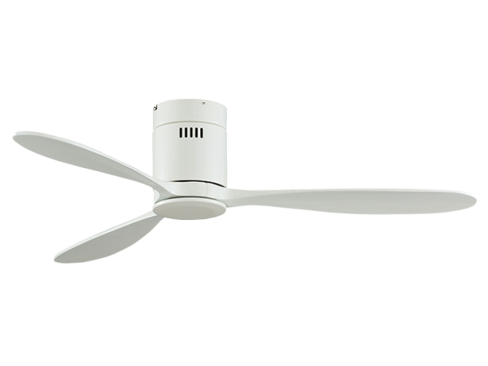 flush mount white timber ceiling fans