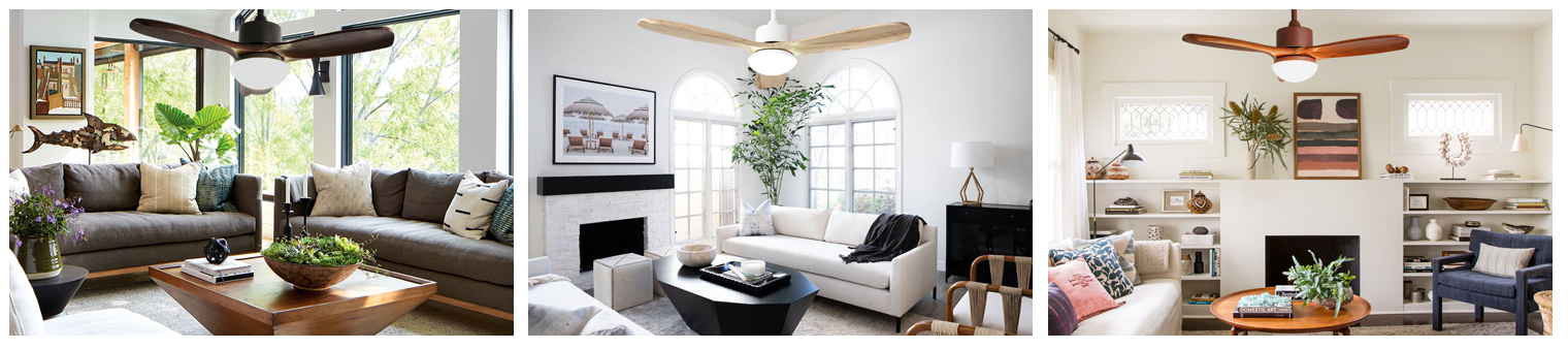 modern timber ceiling fan with light