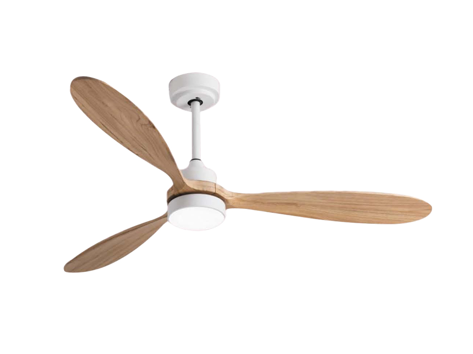 52 inch natural wood white LED ceiling fan with light