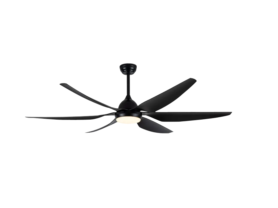 6 blades Large size black ABS LED ceiling fan with light