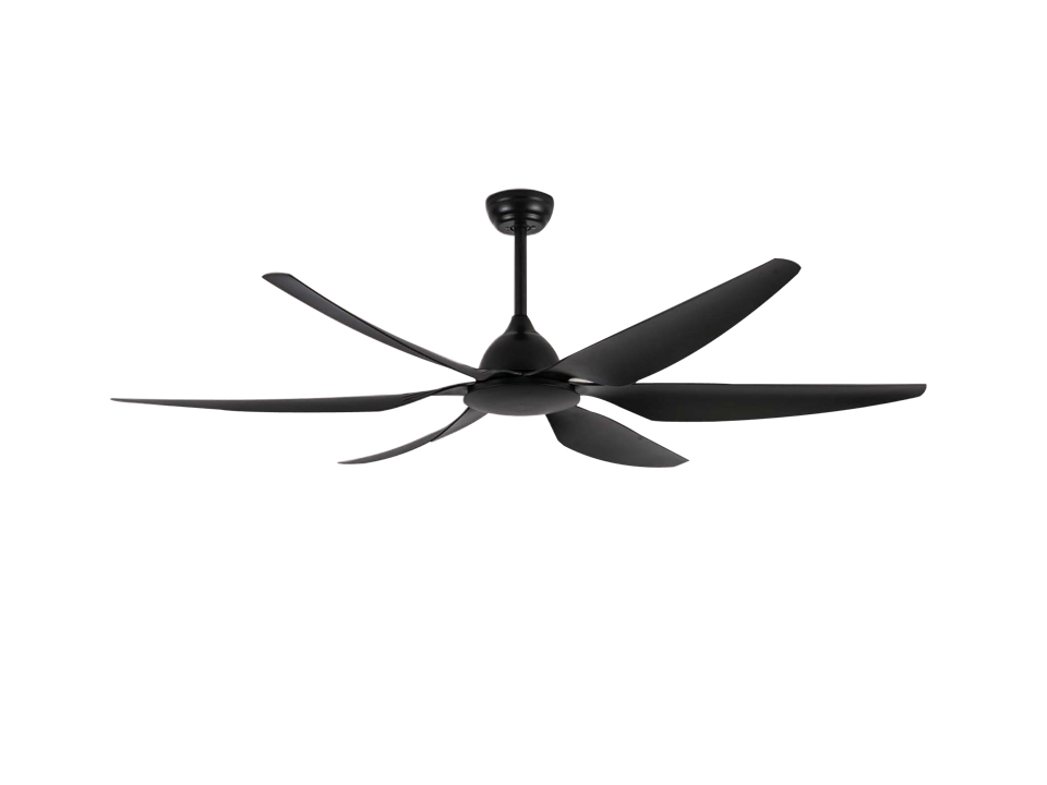 6 blades Large size black ABS ceiling fan without light