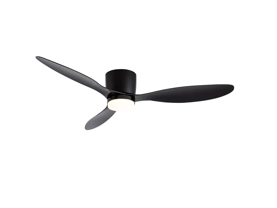 black hugger ceiling fan with light